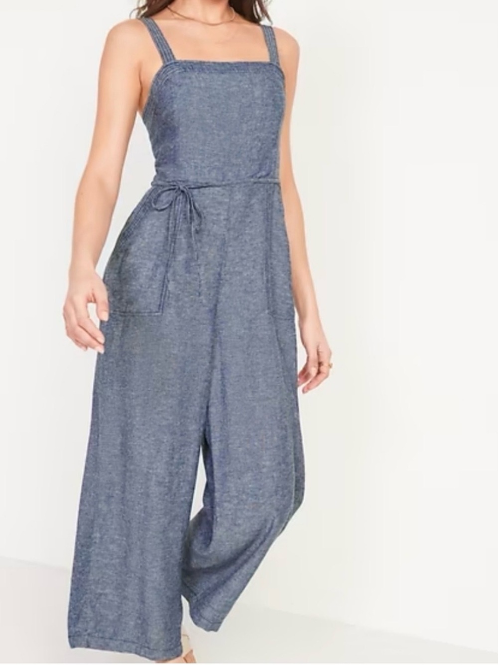 Old Navy Chambray-Look Wide-Leg Jumpsuit in Blue